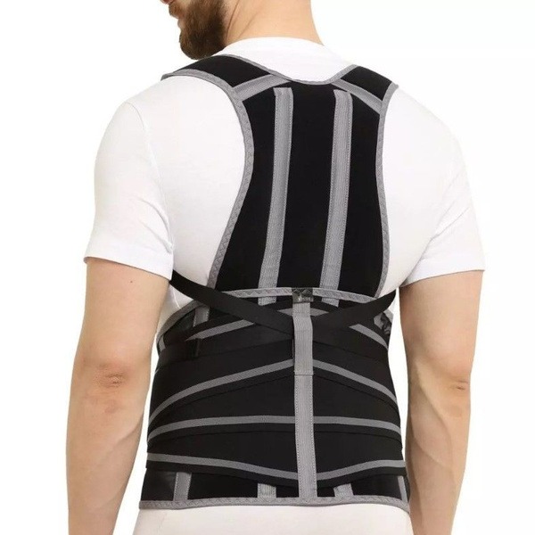 3-in-1 Lumbar Support Orthopedic Corset (Size 5, Height 1, Black/Gray)