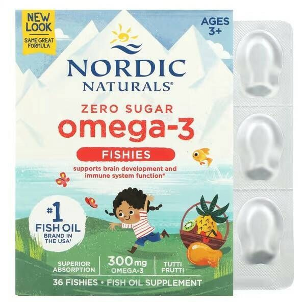 Nordic Naturals Omega-3 Gummies for Kids (3+) - Tutti-Frutti Flavor, 36 Count