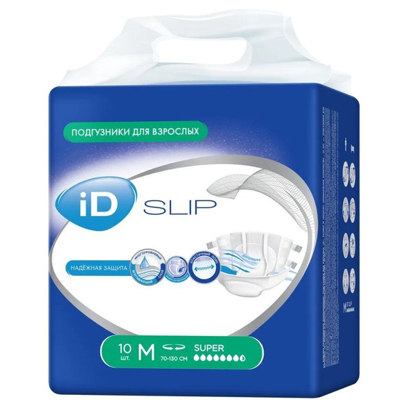 Adult Diapers for Incontinence: iD Slip Medium (7.5 Drops), 6 x 10 Count