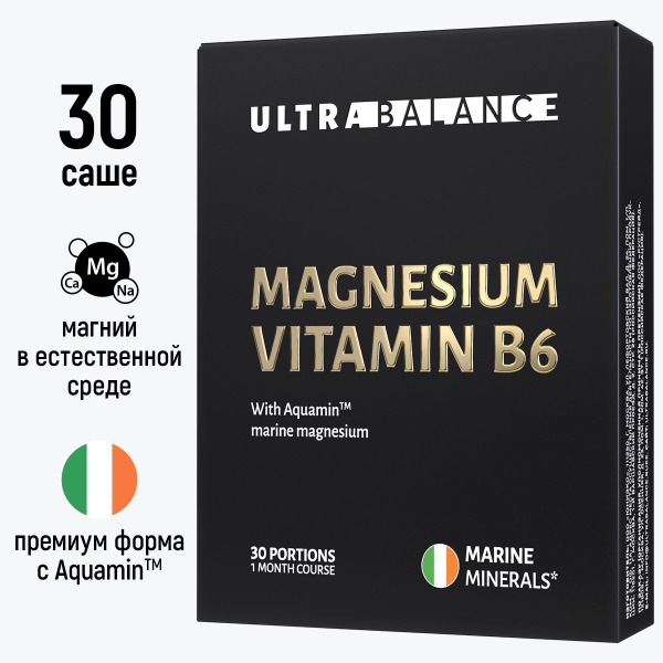 UltraBalance Magnesium B6 + Aquamin: Premium Stress Relief & Calm (30 Sachets)
