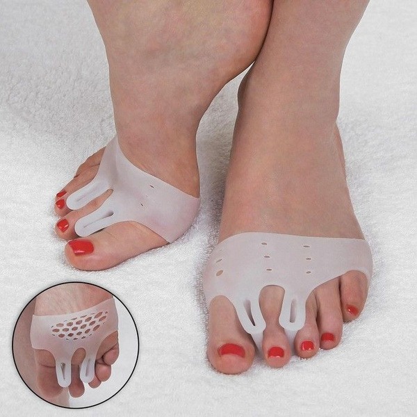 Silicone Toe Separators with Strap: Breathable, 2-Pack, White