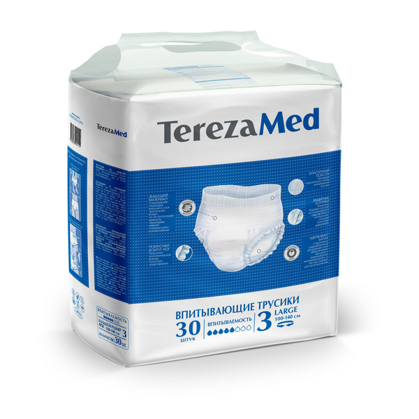 TerezaMed Large Diaper Pants (Size 3), 100-140cm Waist, 30 Count