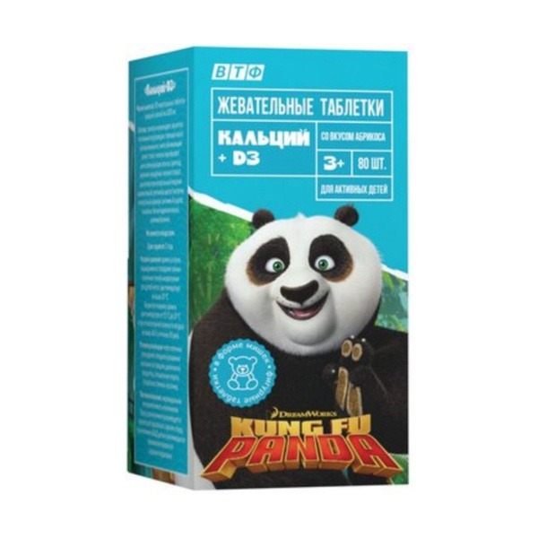 Kung Fu Panda Calcium + D3 Chewable Tablets (80 ct, 1500mg)