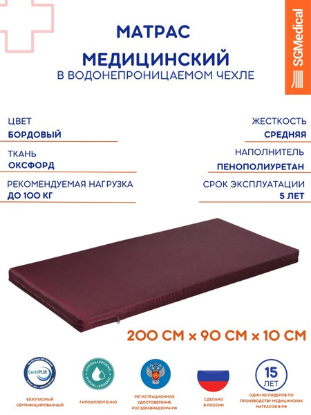 SGMedical Orthopedic Mattress – Waterproof, 90x200cm