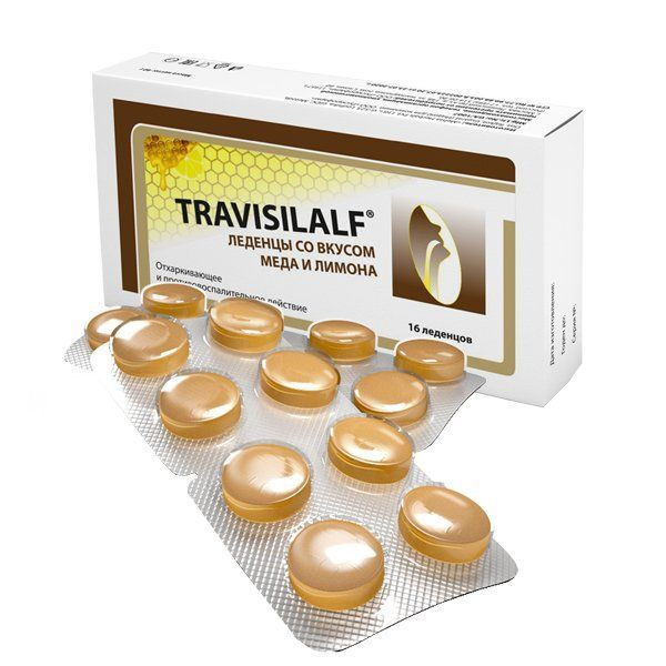 Travisilalf Honey Lemon Cough Drops (16 Lozenges, 2.5g Each) - Dietary Supplement