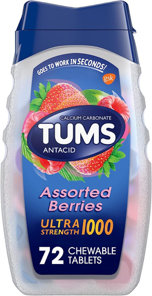 TUMS Fruit Flavored Antacid Chewables - 72 Count - Ultra-Fast Calcium Carbonate Relief
