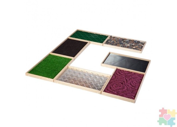 Inkliuziv 7‑Module Sensory Pathway – Textile‑Covered, Wood & Metal, 350 cm