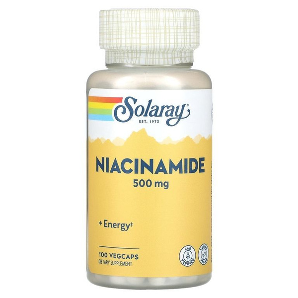 Solaray Niacinamide 500mg (100 Capsules): Supports Energy, Circulation, & Skin Health