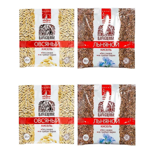 Tsarevschino Oat & Flaxseed Kissel (4 x 25g Sachets) - 4-in-1 Wellness Drink