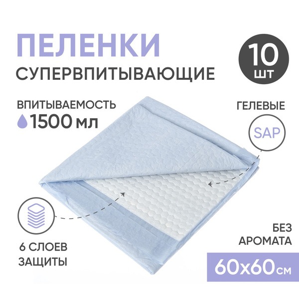 BESIDE Disposable Absorbent Underpads: 60x60cm (10 Pack) – Medical Grade for Babies, Children, Adults, & Pets