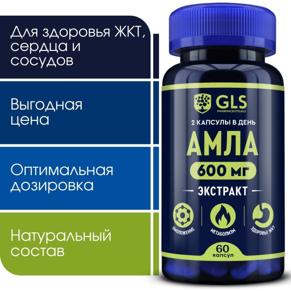 Amla 600mg (Amalaki Extract) for Gut Health: 60 Capsules