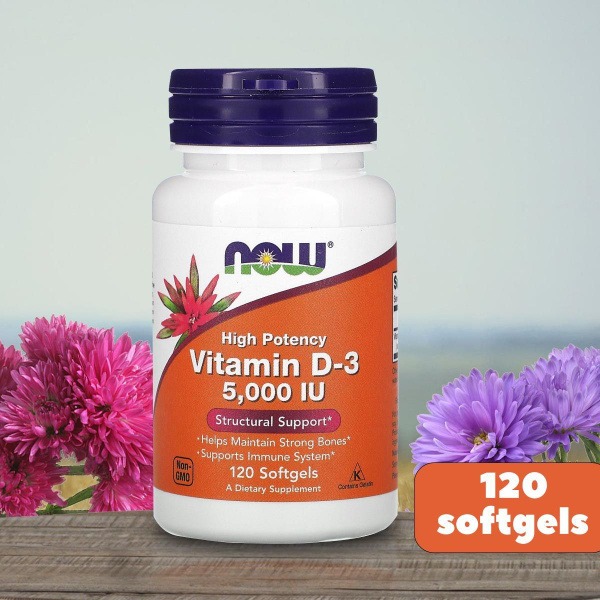NOW Foods Vitamin D3 5000 IU (120 Capsules)