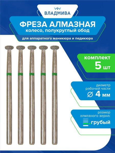 Diamond Grinding Wheel, Half-Round Rim, Coarse Grit, 4mm (5-Piece Set)