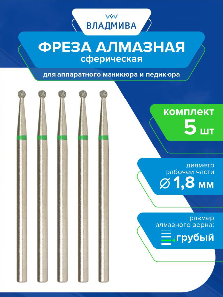 Spherical Diamond Burr Bur 1.8mm Coarse Grit - 5 Pcs Set
