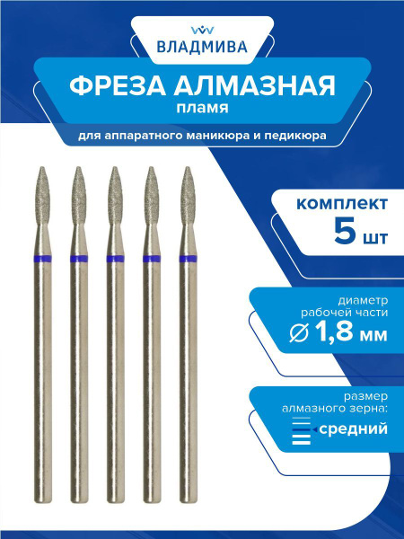 Diamond Flame Bit Medium Grit 1.8mm - 5 Pc Set (866.104.243.080.018)