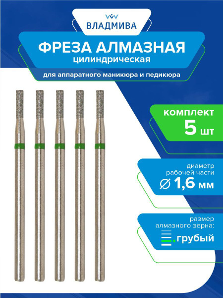 Coarse Grit 1.6mm Cylindrical Diamond Bur – 5-Piece Set | 876.104.107.060.016