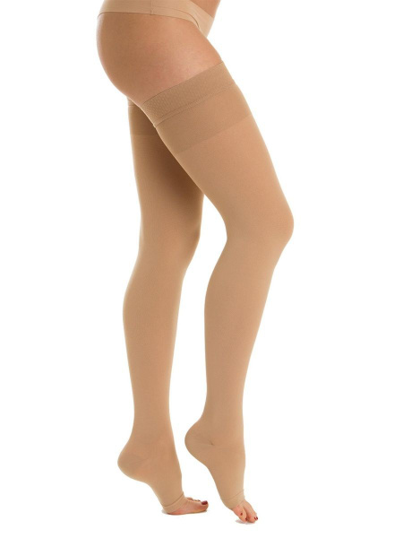 Relaxsan Beige Compression Stockings - Class 2, Open Toe