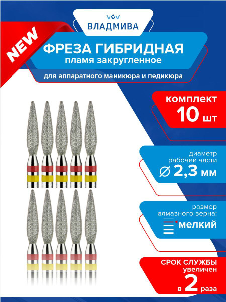 Hybrid Flame Bit - Rounded, Fine Grit, 2.3mm (10-Pack)