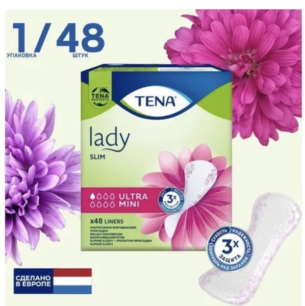 Tena Lady Slim Ultra Mini Urinary Incontinence Pads (48 Count)
