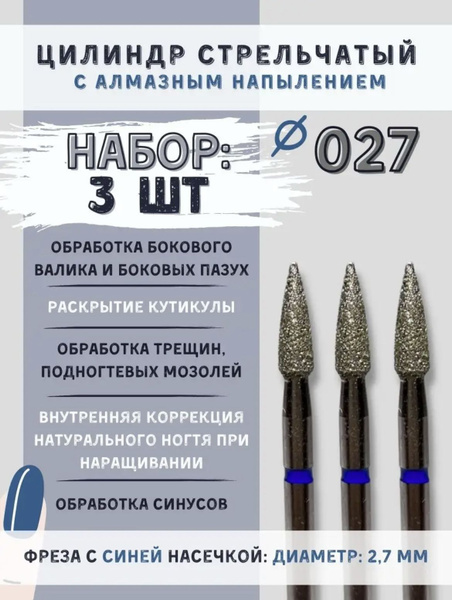 Diamond Nail Cutter Set - Blue Coated Bullet Burrs for Cuticle & Nail Care