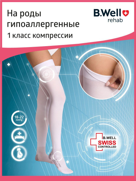 B.Well Compression Stockings: White, Class 1, 1 Pair