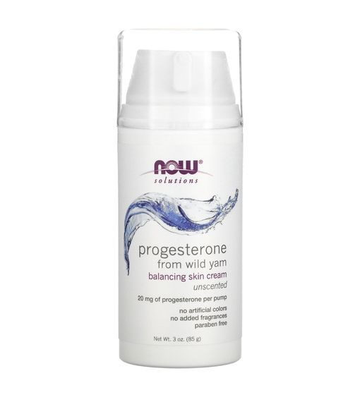 Now Foods Wild Yam Cream with Progesterone, Unscented, 20mg - 85g