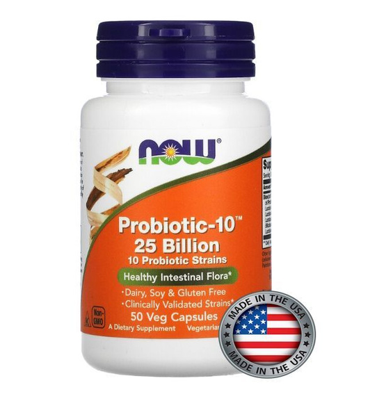 NOW Foods Probiotic-10: 25 Billion CFU, 50 Vegetarian Capsules