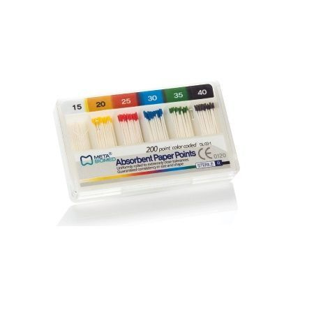 Meta Biomed Absorbent Paper Points, Cone 0.2, #15-40, 200/Pack