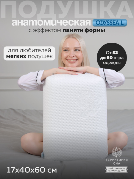 Odyssey L Memory Foam Pillow: 60x40cm, All-Position Sleep, Removable Cover