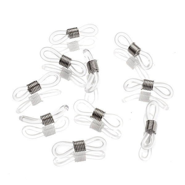 Platinum Silicone & Iron Eyeglass Holders (10 Pack) - 24x7x5mm
