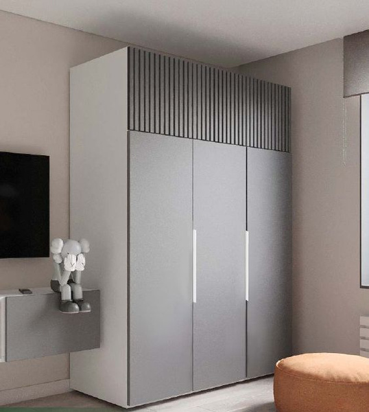 Ivaru Urban 2 Three-Door Wardrobe with Shelves and Hanging Rod, 150x57x220 cm, White