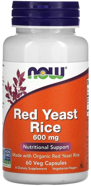 NOW Red Yeast Rice 600mg, 60 Veggie Caps - Supports Healthy Cholesterol & Cardiovascular Health