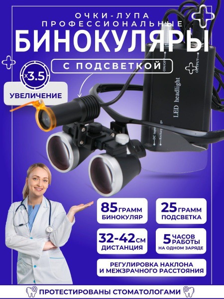 Illuminated Binocular Magnifying Glasses 3.5x