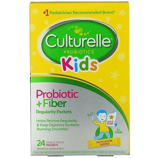 Culturelle Kids Probiotic & Fiber Supplement for Digestive Health (Ages 1+, 24 Sachets)