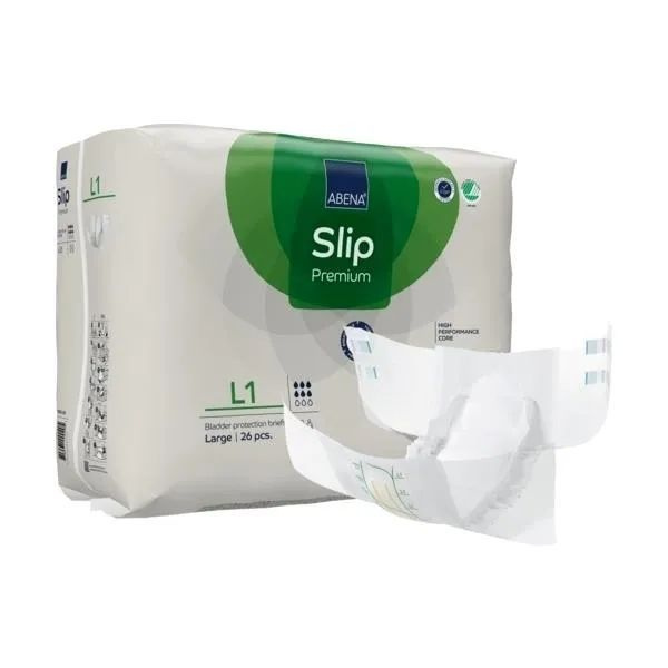Abena Slip L1 Adult Diapers (100-150cm Hip, 26 Count) - Breathable, Discreet Underwear for Day & Night Use