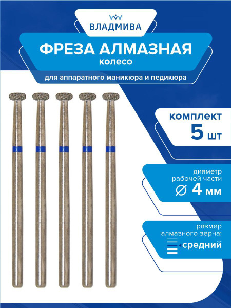 Diamond Dental Burs: Semi-Circular Rim, Medium Grit, 4mm (5-Pack)