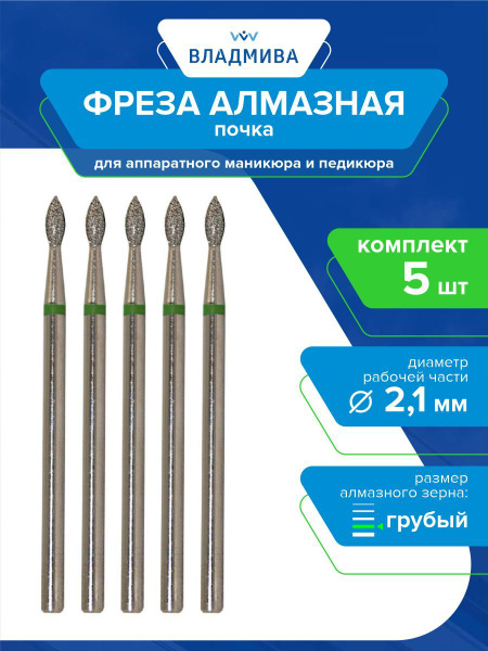 Diamond Nail Bit - Kidney Shape, Coarse Grit, 2.1mm (5-Pack)