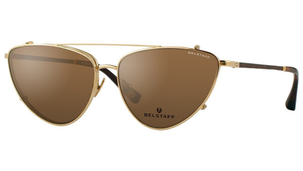 Belstaff Delmere Gold Eyeglass Frames with Clip-on Sunglasses