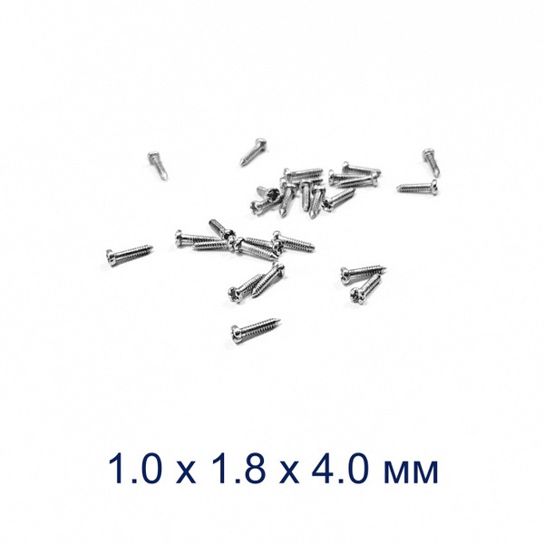 Silver M1.0 x 1.8 x 4.0mm Eyeglass Nose Pad Screws (10 Pack)