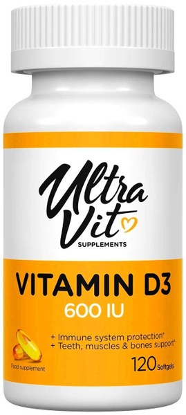 Vitamin D3 600 IU (120 Softgels) - Supports Bone Health, Immunity & Mood