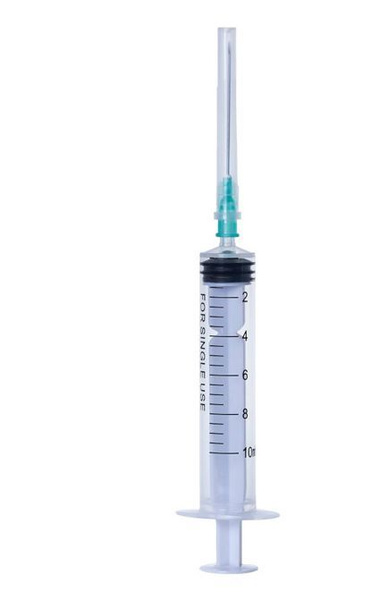 Sterile Disposable 3-Part Syringe with Needle, 10ml, INEKTA (10 Pack)