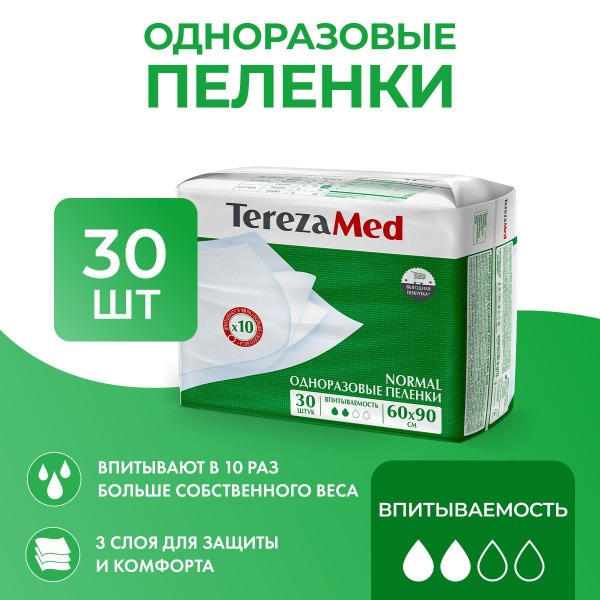 TerezaMed Normal Disposable Medical Underpads (60x90cm, 30 Count)