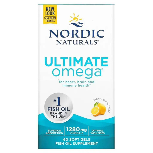Nordic Naturals Ultimate Omega-3 Lemon Flavor: 640mg EPA/DHA, 60 Softgels