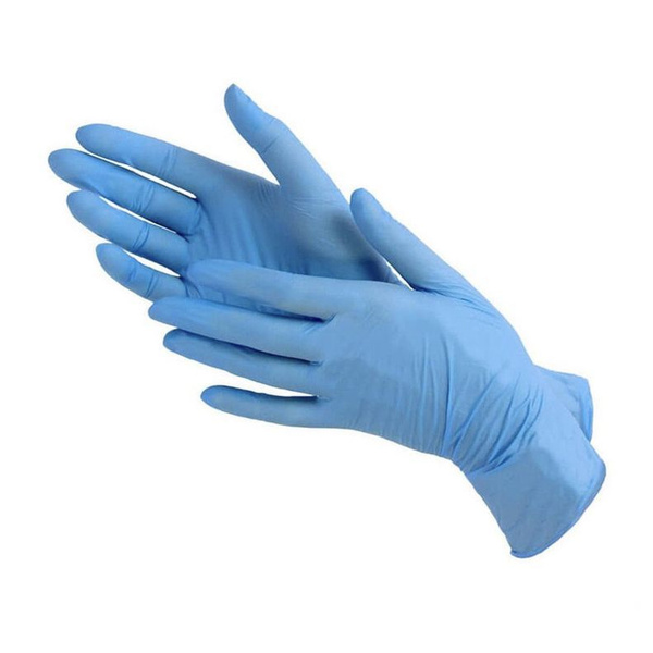 Wally Plastic Nitrile Gloves, Disposable, Blue, Large (100 Count)