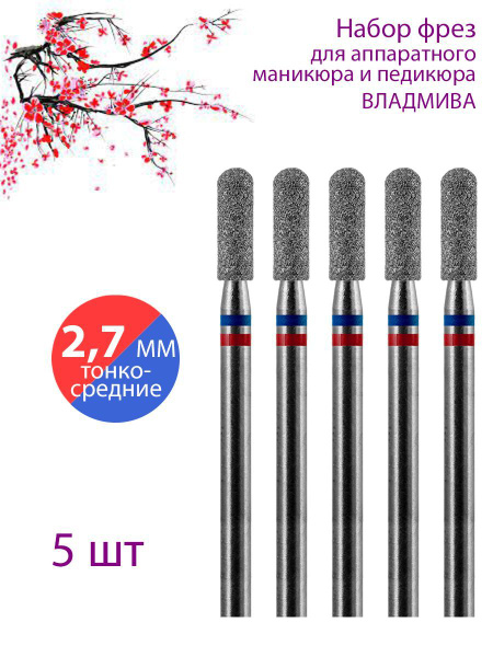 Diamond Nail Drill Bit Set for Manicure & Pedicure - Cuticle Care (Red/Blue)
