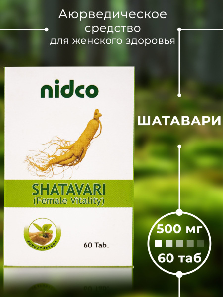 Shatavari 500mg Tablets (60 Count) - Nidco Ayurveda