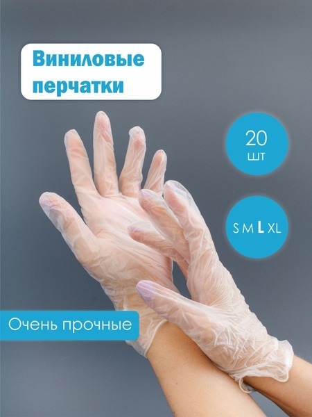Disposable Vinyl Gloves (20 Count) - Large