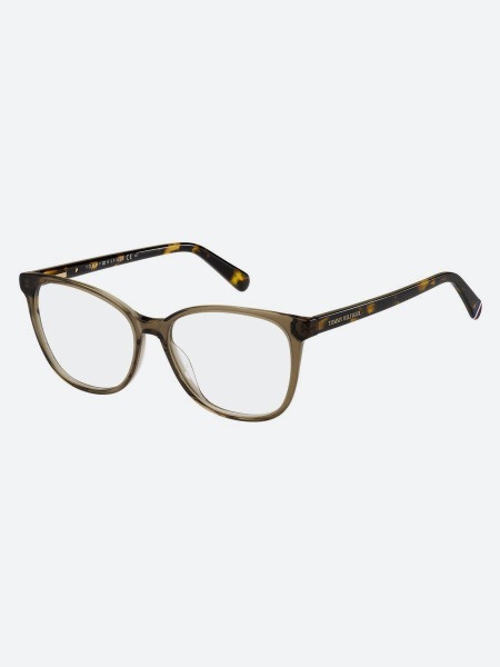 Tommy Hilfiger Women's Cat Eye Full-Rim Eyeglass Frame, Model 106477YWP5415, Brown/Dark Brown Polished Acetate, 54-15-140mm