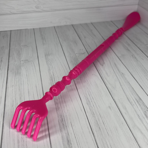 Pink Back Scratcher & Shoe Horn 2-in-1 (45cm) - Handheld Body Massager for Back, Head, & Legs