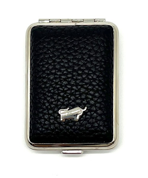 Braun Buffel Genuine Leather Golf Pill Case - Black & Silver